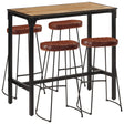 5 Piece Bar Set Solid Rough Wood Mango And Metal