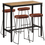 5 Piece Bar Set Solid Rough Wood Mango And Metal