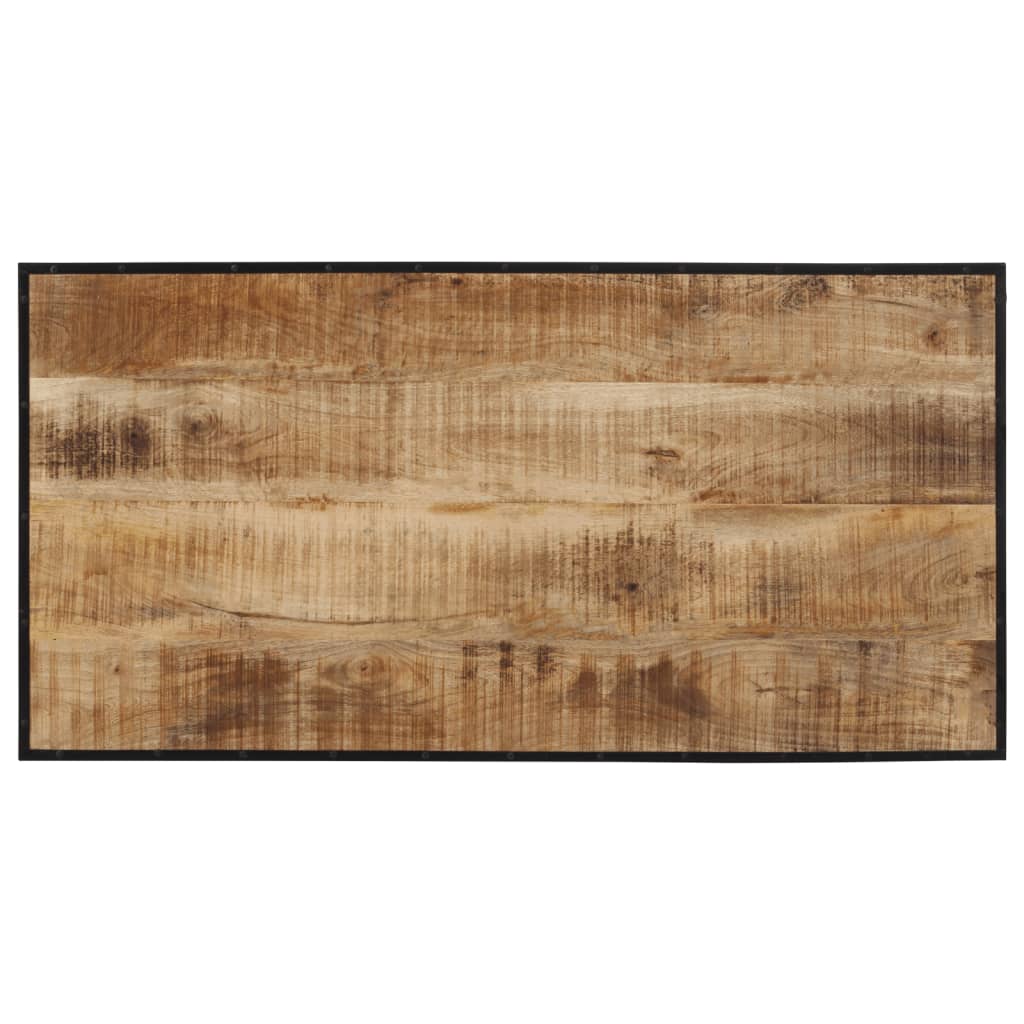 5 Piece Bar Set Solid Rough Wood Mango And Metal