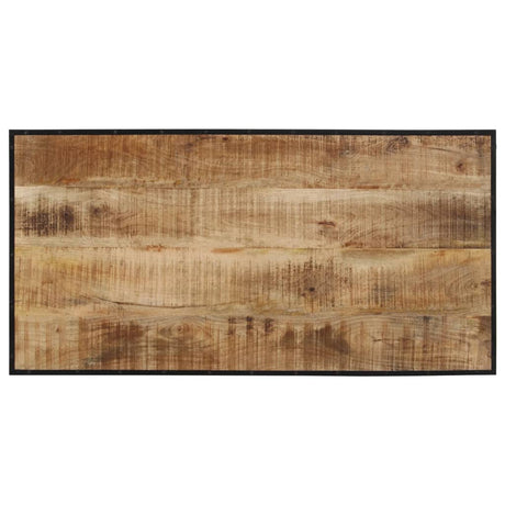 5 Piece Bar Set Solid Rough Wood Mango And Metal