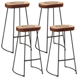 5 Piece Bar Set Solid Rough Wood Mango And Metal