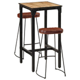 3 Piece Bar Set Solid Rough Wood Mango And Metal