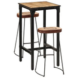 3 Piece Bar Set Solid Rough Wood Mango And Metal