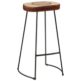 3 Piece Bar Set Solid Rough Wood Mango And Metal