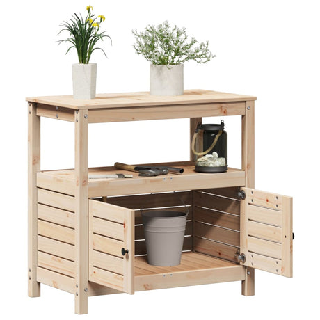 Potting Table With Shelves 82.5X45X81 Cm Solid Wood Pine