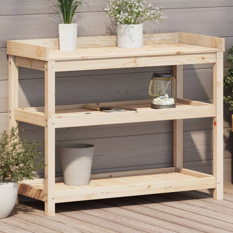 Potting Table With Shelves 108X45X86.5 Cm Solid Wood Pine