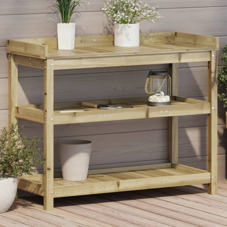 Potting Table With Shelves 108X45X86.5 Cm Solid Wood Pine