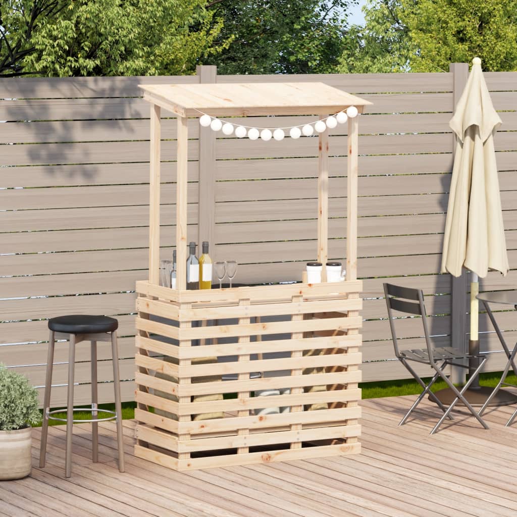 Outdoor Bar Table With Roof 112.5X57X195.5 Cm Solid Wood