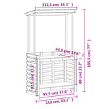Outdoor Bar Table With Roof 112.5X57X195.5 Cm Solid Wood