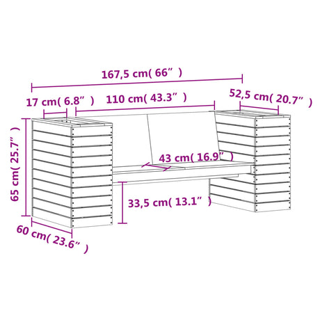 Planter Bench 167.5X60X65 Cm Solid Wood Douglas