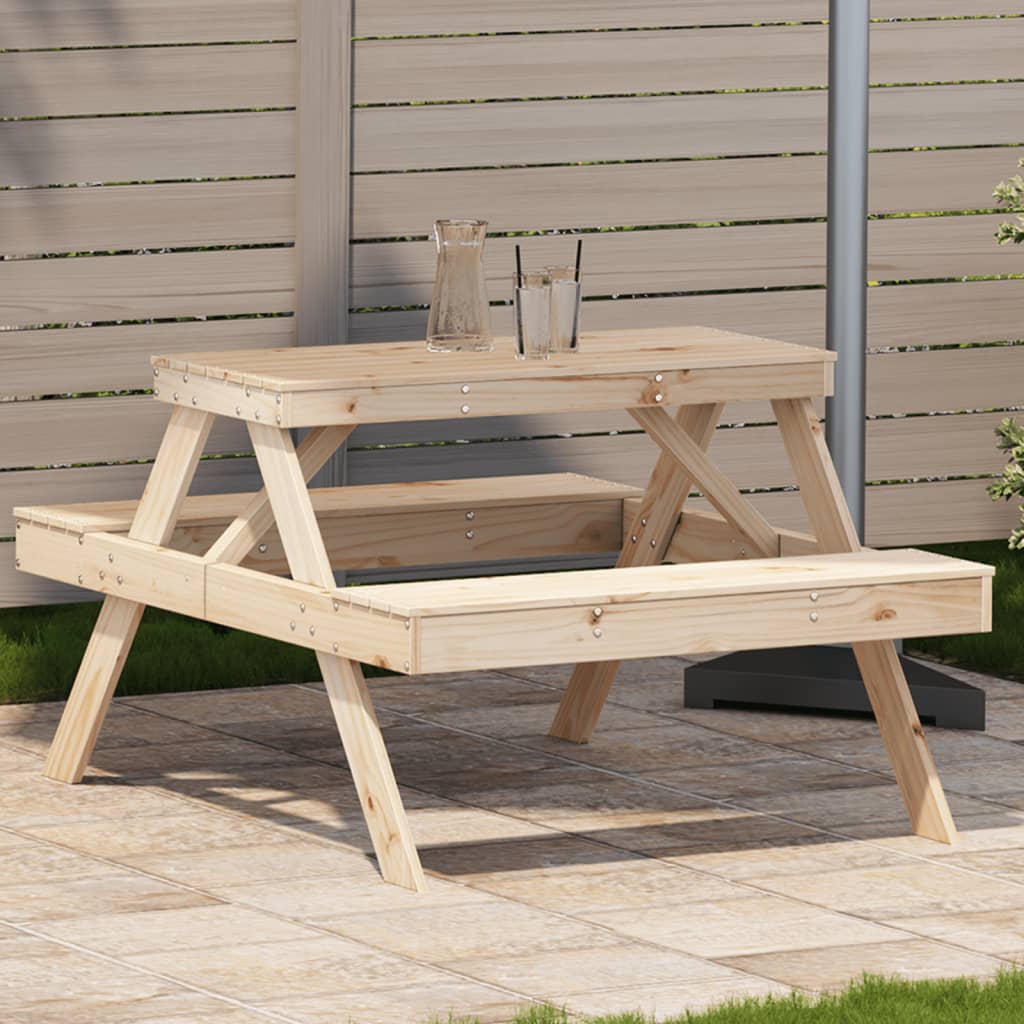 Picnic Table 105X134X75 Cm Solid Wood Pine