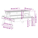 Picnic Table For Kids 88X97X52 Cm Solid Wood Pine