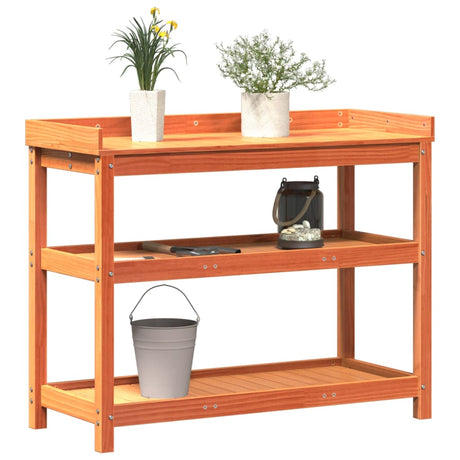 Potting Table With Shelves 108X45X86.5 Cm Solid Wood Pine
