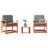 3 Piece Garden Lounge Set Solid Wood Pine