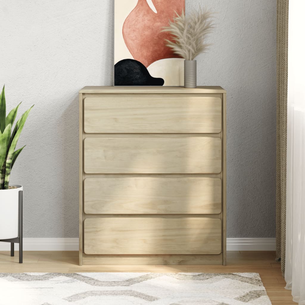 Drawer Cabinet Sauda Oak 76.5X39X91 Cm Solid Wood Pine