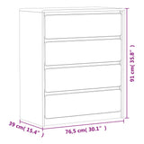Drawer Cabinet Sauda Oak 76.5X39X91 Cm Solid Wood Pine