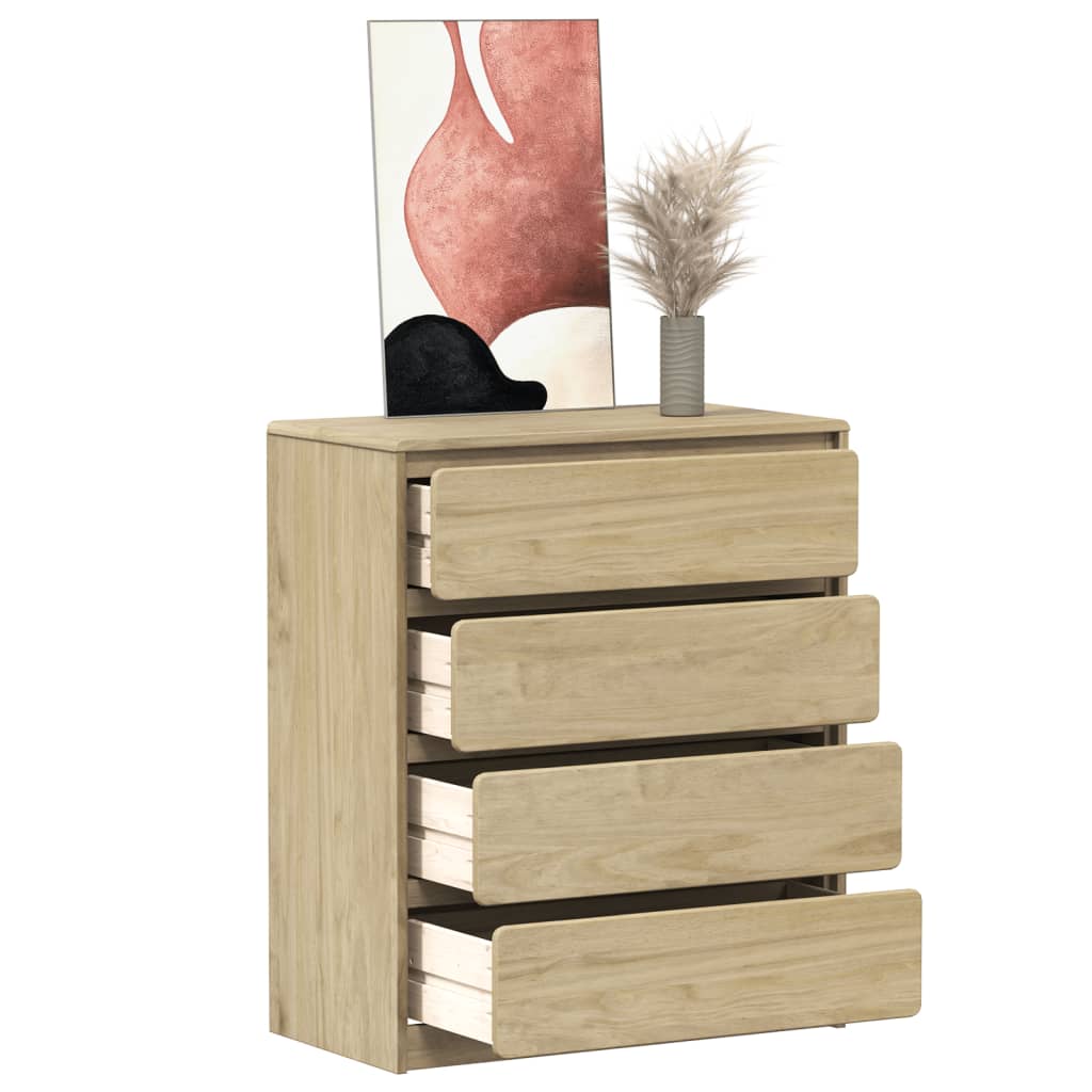 Drawer Cabinet Sauda Oak 76.5X39X91 Cm Solid Wood Pine