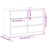 Drawer Cabinet SAUDA Oak 111x43x73.5 cm Solid Wood Pine