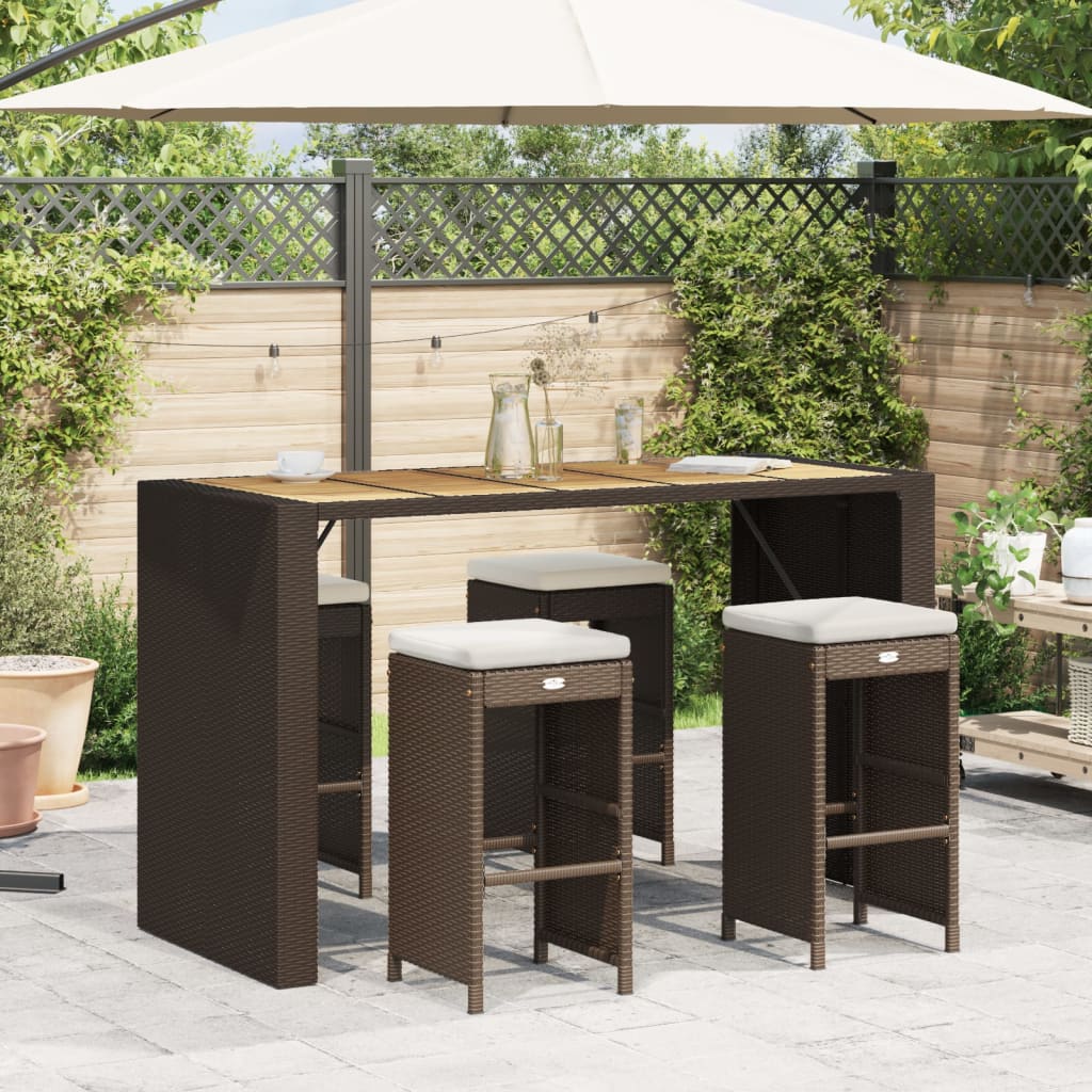Garden Bar Stools With Cushions 4 Pcs Poly Rattan