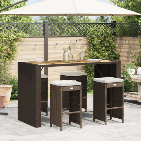 Garden Bar Stools With Cushions 4 Pcs Poly Rattan