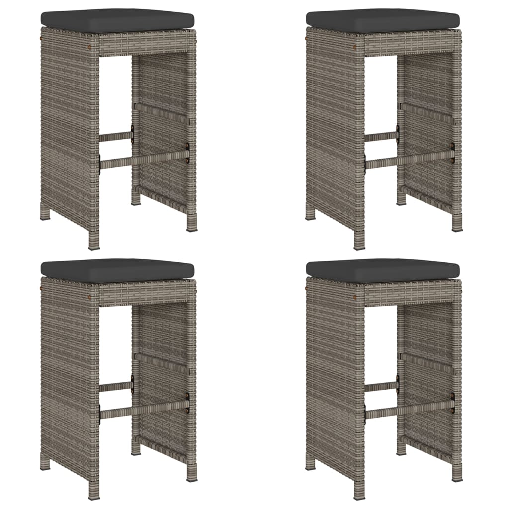 Garden Bar Stools With Cushions 4 Pcs Poly Rattan