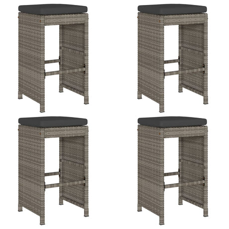 Garden Bar Stools With Cushions 4 Pcs Poly Rattan