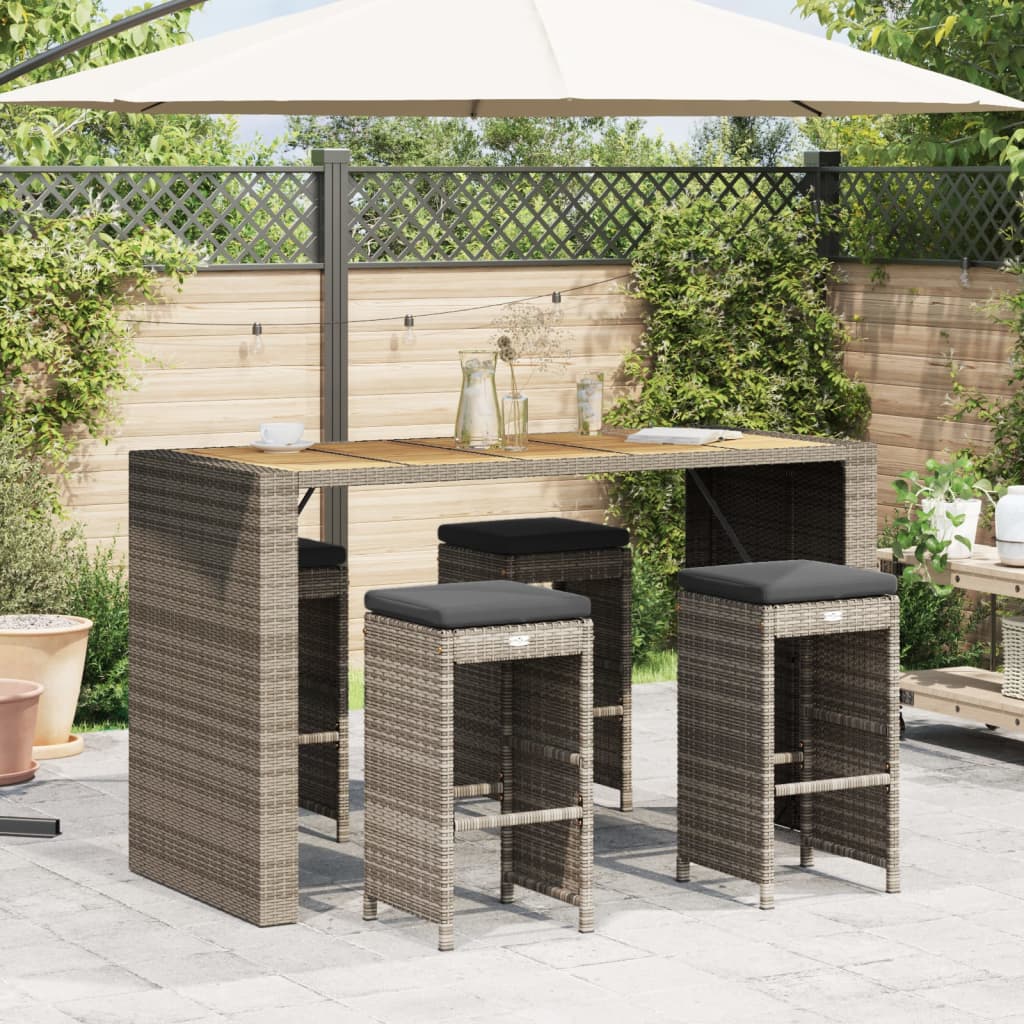 Garden Bar Stools With Cushions 4 Pcs Poly Rattan