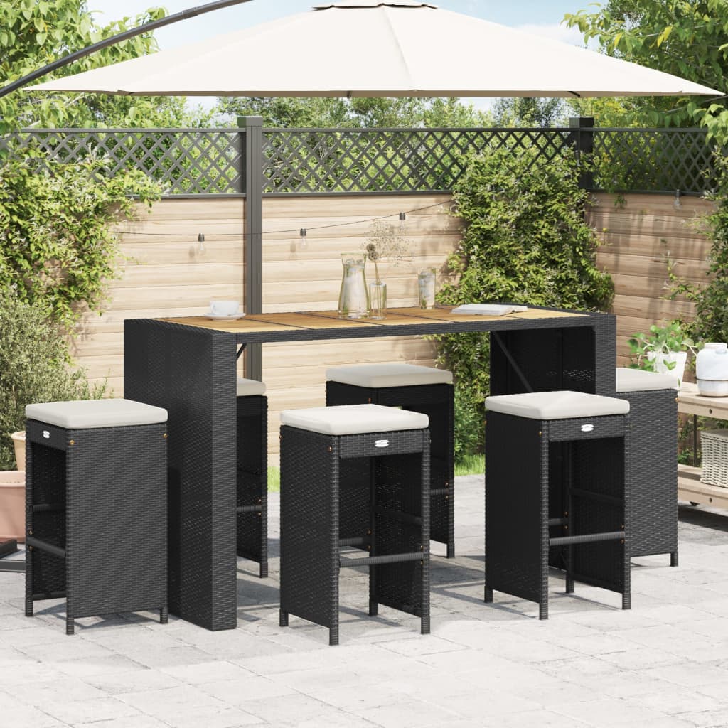 Garden Bar Stools With Cushions 4 Pcs Poly Rattan