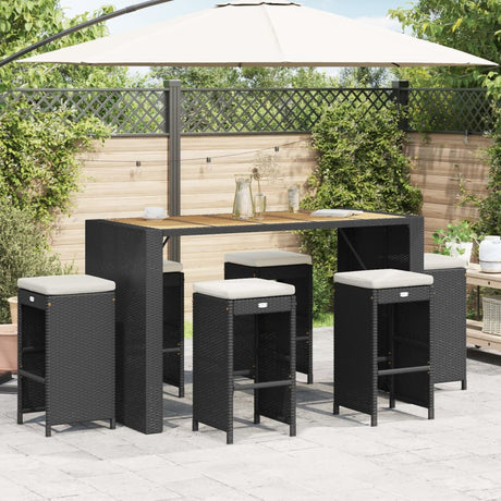Garden Bar Stools With Cushions 4 Pcs Poly Rattan