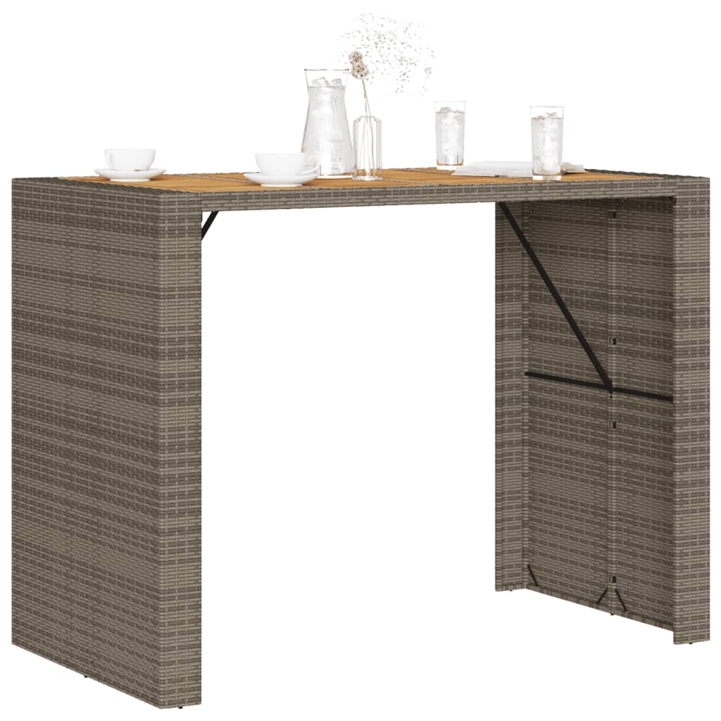 Garden Bar Table With Acacia Wood Top Poly Rattan
