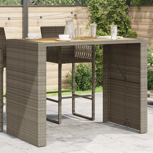 Garden Bar Table With Acacia Wood Top Poly Rattan
