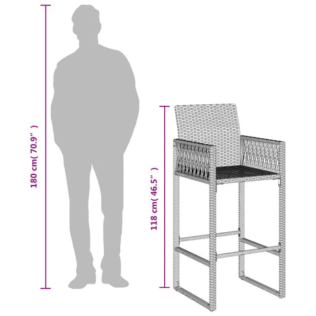 Garden Bar Stools 2 Pcs Poly Rattan