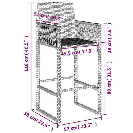 Garden Bar Stools 2 Pcs Poly Rattan