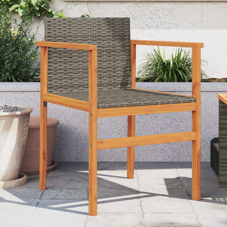 Garden Chairs 2 Pcs Poly Rattan&Solid Wood