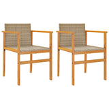 Garden Chairs 2 Pcs Poly Rattan&Solid Wood