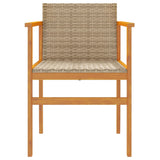 Garden Chairs 2 Pcs Poly Rattan&Solid Wood