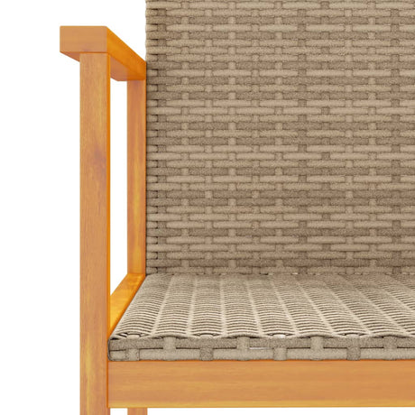 Garden Chairs 2 Pcs Poly Rattan&Solid Wood