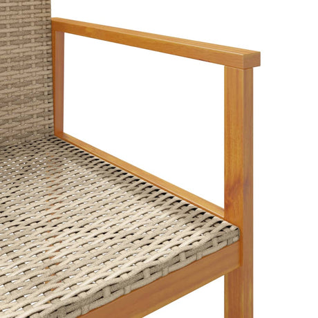 Garden Chairs 2 Pcs Poly Rattan&Solid Wood