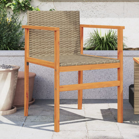 Garden Chairs 2 Pcs Poly Rattan&Solid Wood