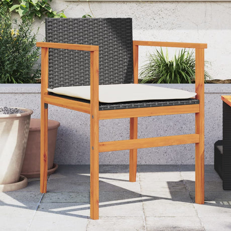 Garden Chairs 2 Pcs Poly Rattan&Solid Wood