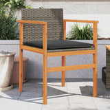Garden Chairs 2 Pcs Poly Rattan&Solid Wood