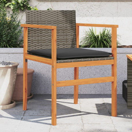 Garden Chairs 2 Pcs Poly Rattan&Solid Wood