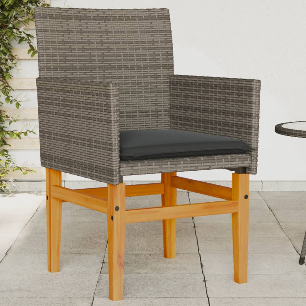 Garden Chairs 2 Pcs Poly Rattan&Solid Wood