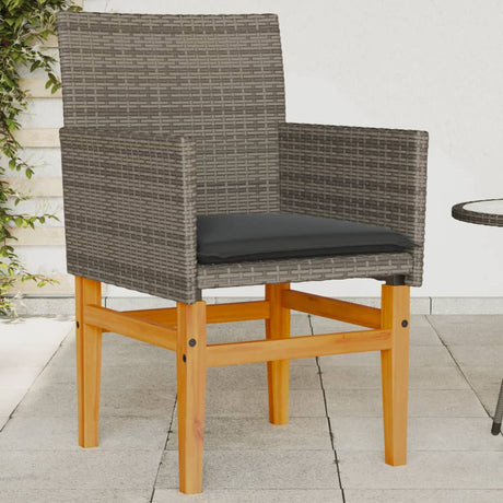 Garden Chairs 2 Pcs Poly Rattan&Solid Wood