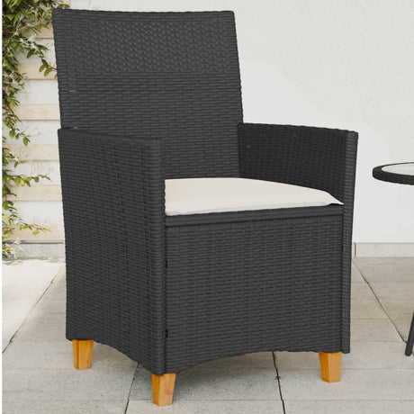 Garden Chairs With Cushions 2 Pcs Poly Rattan&Solid Wood