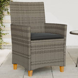 Garden Chairs With Cushions 2 Pcs Poly Rattan&Solid Wood