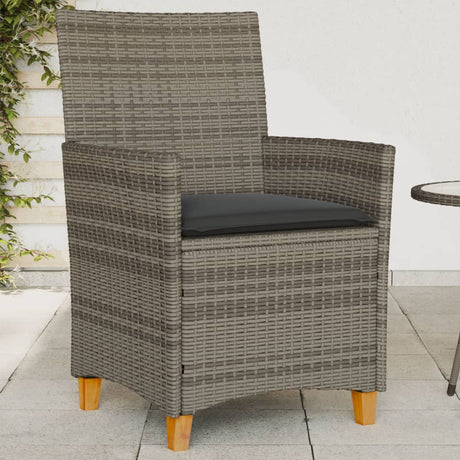 Garden Chairs With Cushions 2 Pcs Poly Rattan&Solid Wood