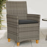 Garden Chairs With Cushions 2 Pcs Poly Rattan&Solid Wood