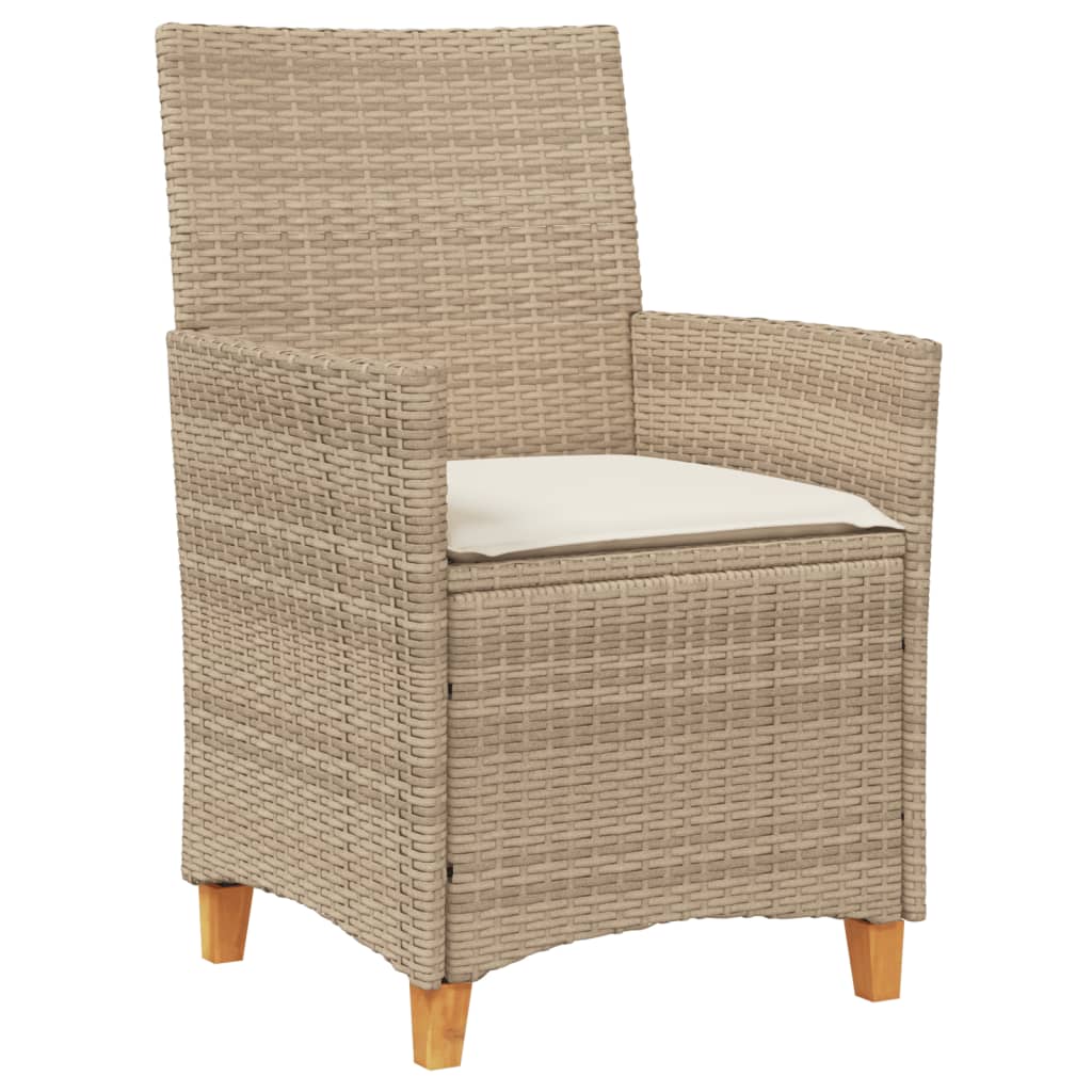 Garden Chairs With Cushions 2 Pcs Poly Rattan&Solid Wood