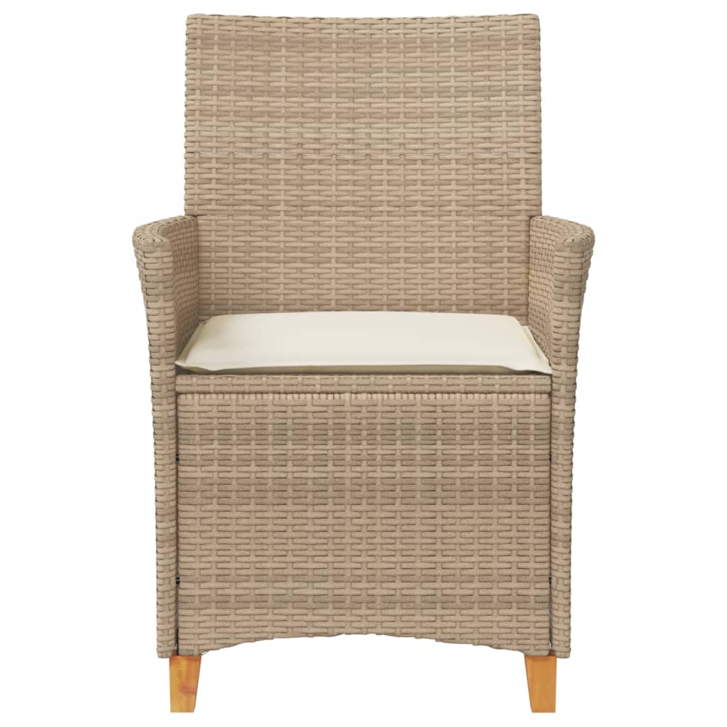 Garden Chairs With Cushions 2 Pcs Poly Rattan&Solid Wood